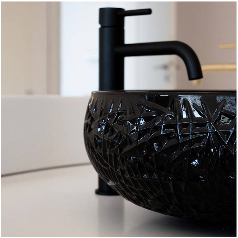 Nadpultni stekleni umivalnik ICE BLACK