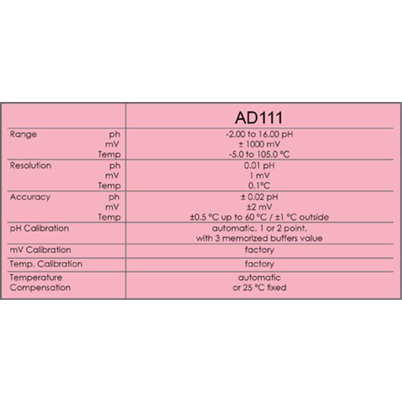 AD111 Professionelles tragbares pH-ORP-TEMP-Messgerät 