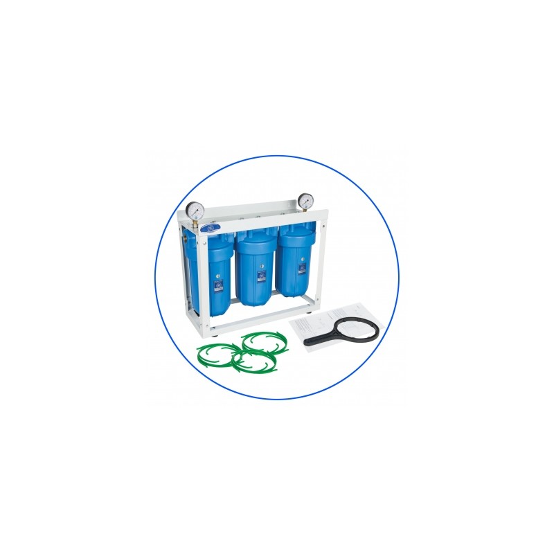 Trojni hišni filter Small Blue® s kovinskim ohišjem in manometrom (vsebuje filt. vložke)
