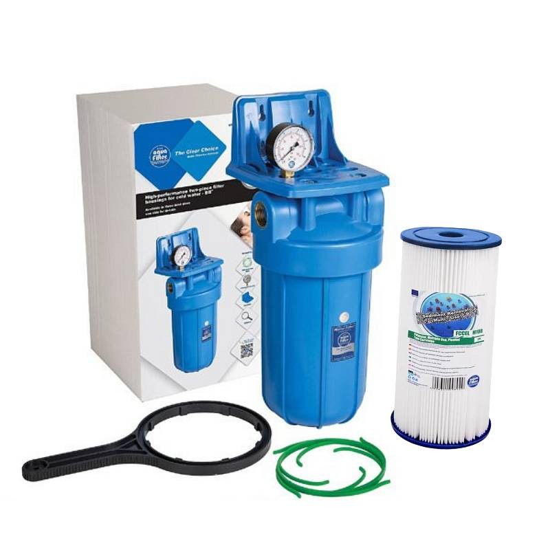 Hišni filter Big Blue® 10BB Aquafilter z manometrom, filtrirni vložek po izbiri