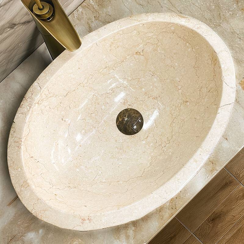 Umivalnik iz naravnega kamna Beige Oval