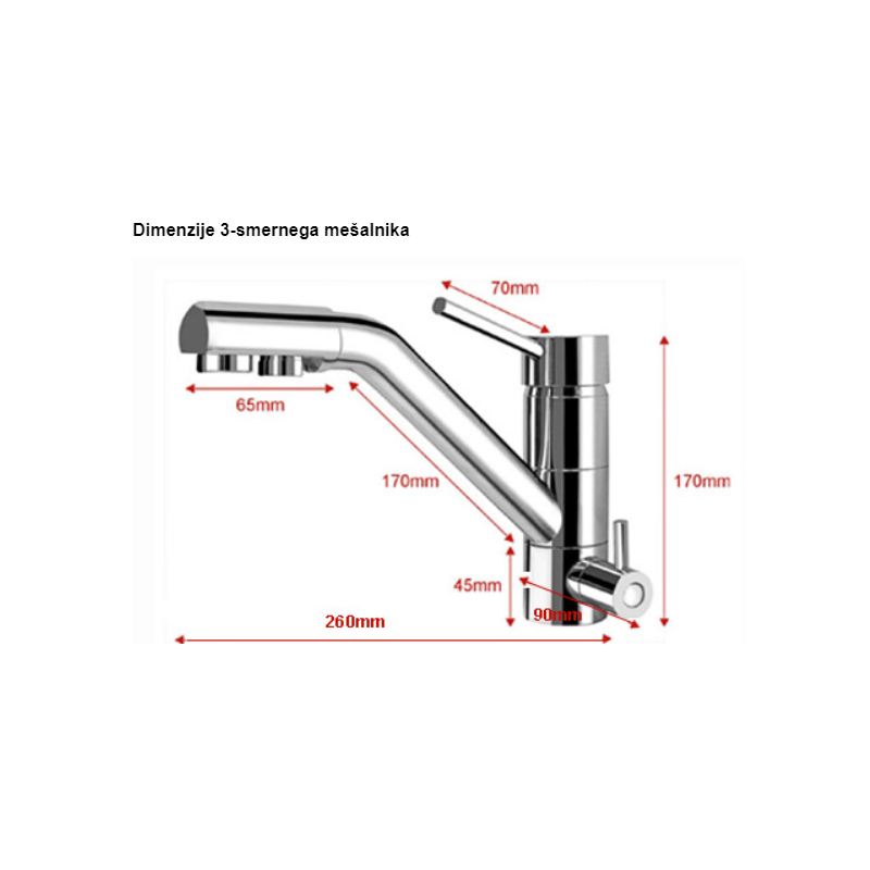 Wasserhahn 3 in 1 JAPURA, niedrig