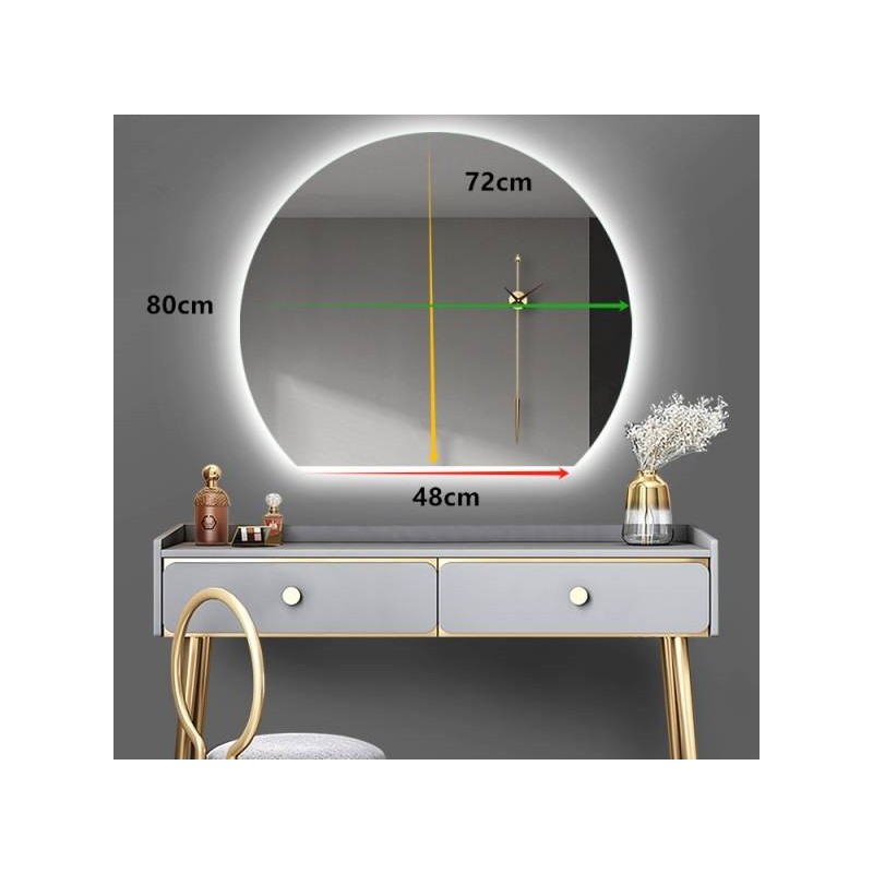 Großer halbrunder dekorativer LED-Wandspiegel