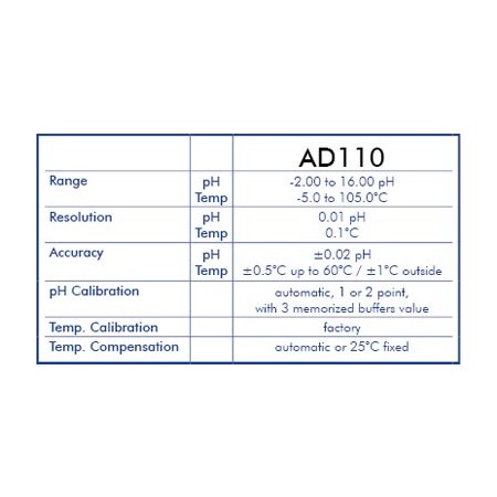 AD110 profesionalni prenosni pH/temp merilnik