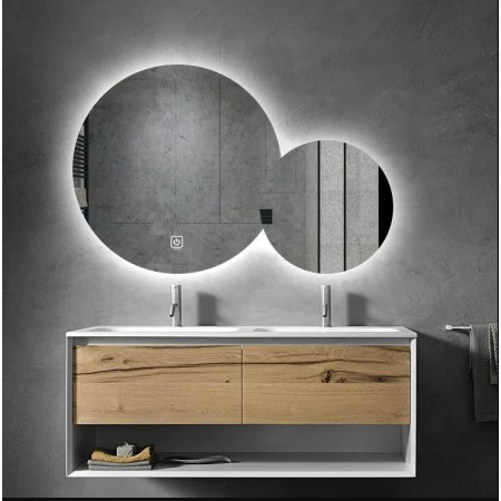 Dvojno okroglo kopalniško LED ogledalo Parent-Child 90cm + 45 cm