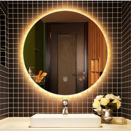 Okroglo kopalniško LED ogledalo 90 cm