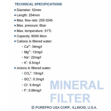 Mineralni filter, nastavek s priključki in 0.5 m cevi 6mm