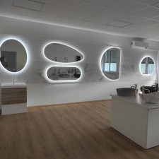 Großer halbrunder dekorativer LED-Wandspiegel