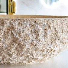 Kamniti umivalnik Beige Oval zunanja površina