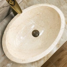 Naturstein Waschbecken Beige Oval