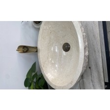 Naturstein Waschbecken Beige Oval