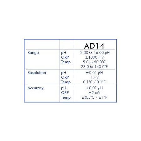 pH/ORP merilec AD14  + tekočina za shranjevanje elektrod 20mL