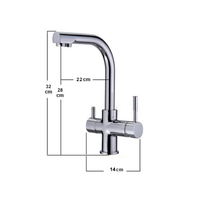 HANA - Dreiteiliger Wasserhahn für kommunales und gefiltertes Wasser, 3-in-1-Hahn