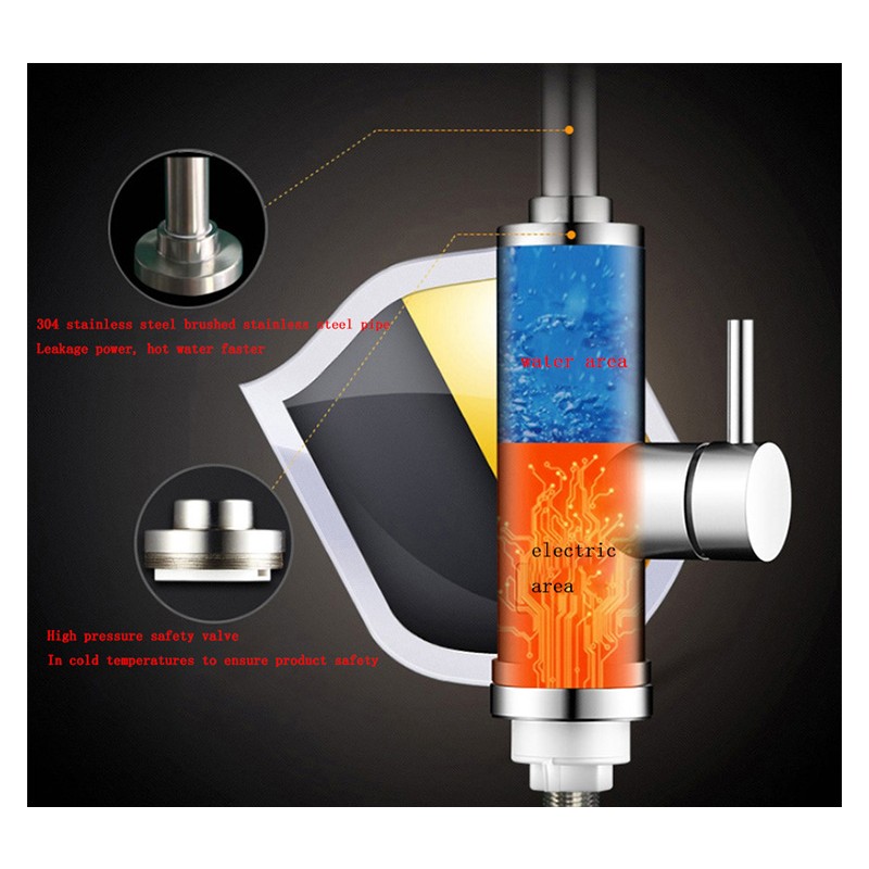 Elektrischer Heizhahn aus Edelstahl + elektrischer Sicherkeitstecker 