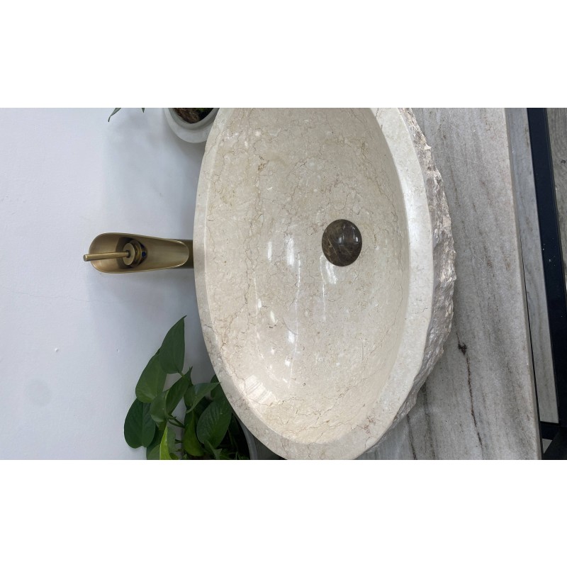 Umivalnik iz naravnega kamna Beige Oval